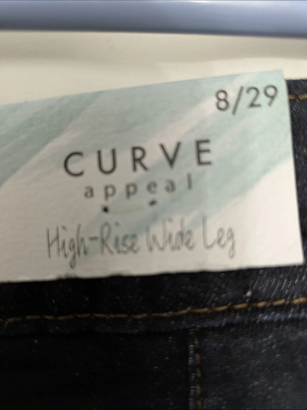NWT Curve Appeal High Rise Wide Leg Jeans Size 8/29 Dark Wash Denim - Picture 6 of 10